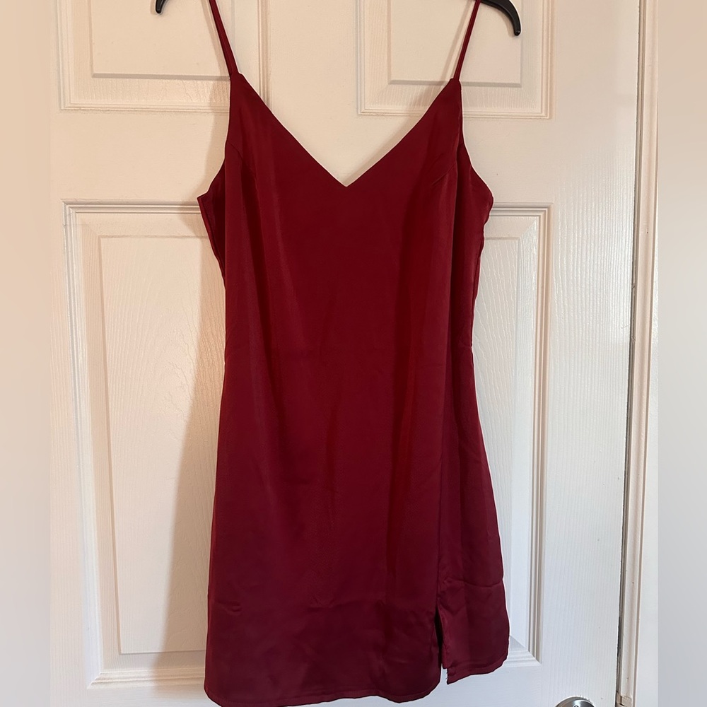 Fashion Nova Burgundy Satin Mini Dress